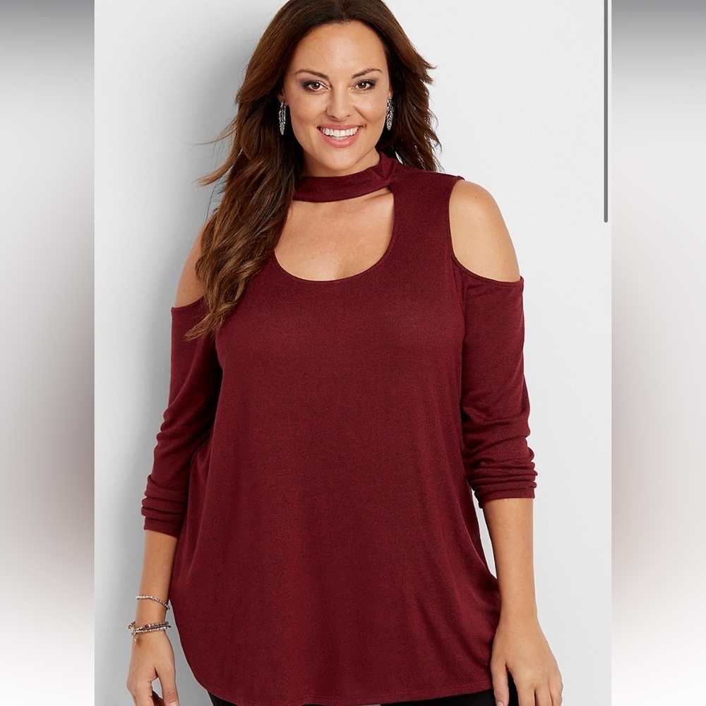 Maurice’s choker style cold shoulder sweater